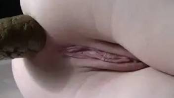 Beautiful girlish ass slowly pooping closeup
