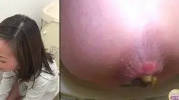Asian office lady pooping in the toilet 2