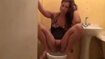 Nadia pooping in the toilet