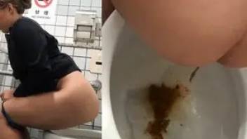 Asian women pooping in the public toilet 2