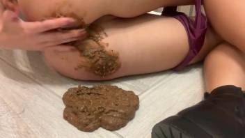 Butt covered in feces Lily novice scat filthy