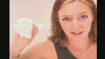 Gorgeous lady elegantly defecating